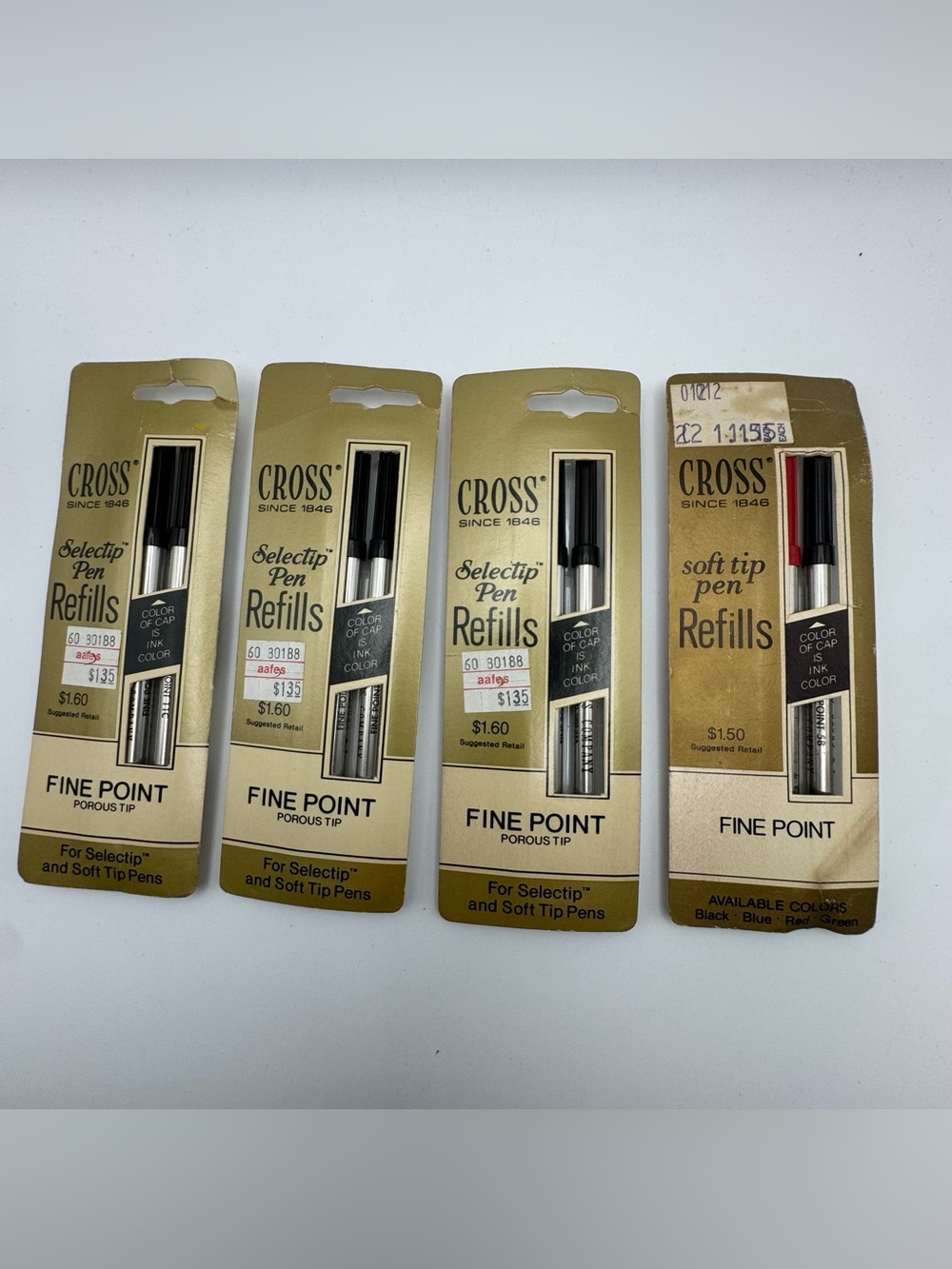 Vintage CROSS Pen Refills Lot Selectip Soft Tip Fine Point A.T. Cross NOS USA